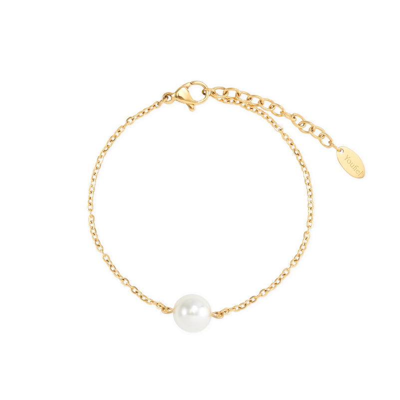 Be Yourself Crystal Pearl Bracelet (Gold)