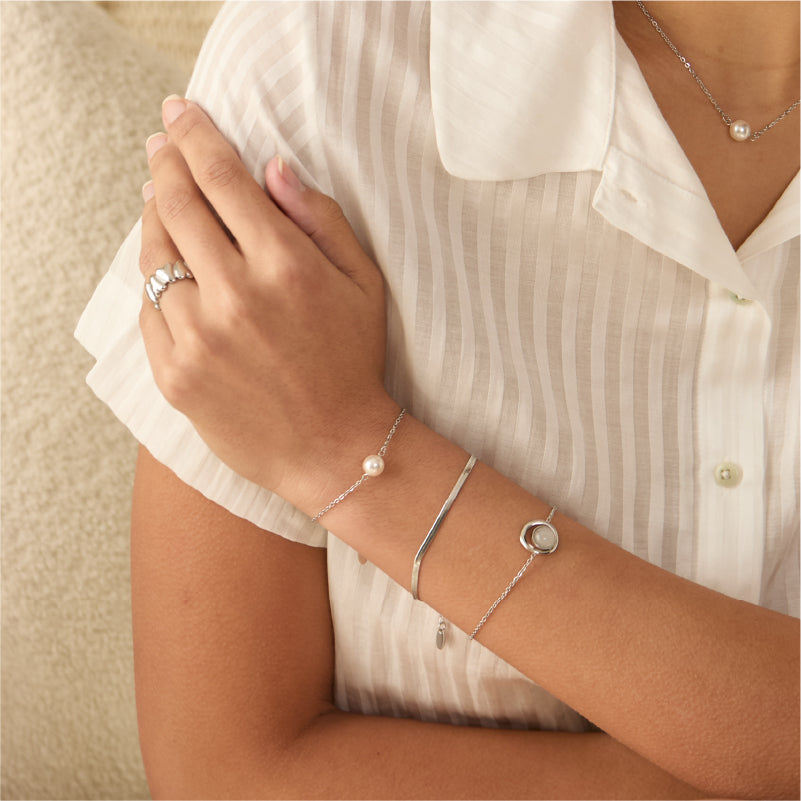 Aurora ｜ Be Yourself Crystal Pearl Bracelet (Sliver)