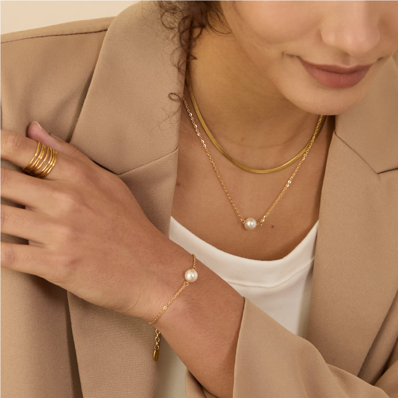 Aurora ｜ Be yourself Solitary Pearl Necklace （Gold）
